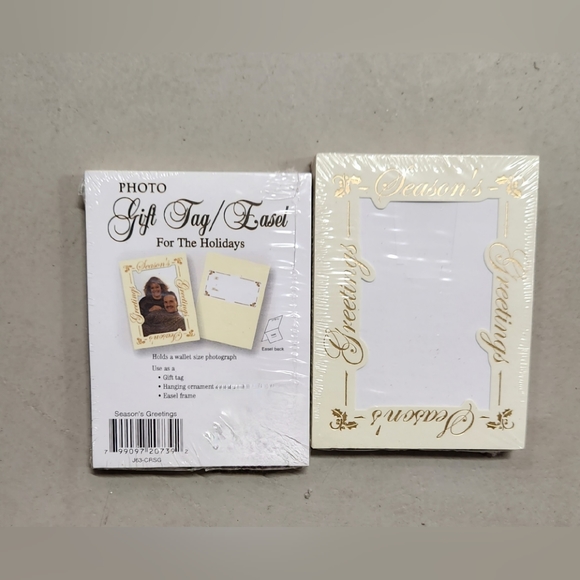 Christmas Photo Gift Tags/ Easel Frame- Gold/Wallet Size - Picture 2 of 2